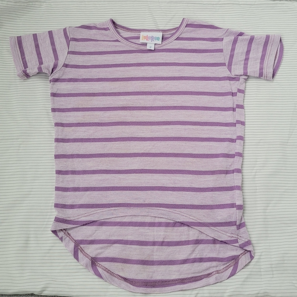LulaRoe girls 2 purple striped shirt Gracie